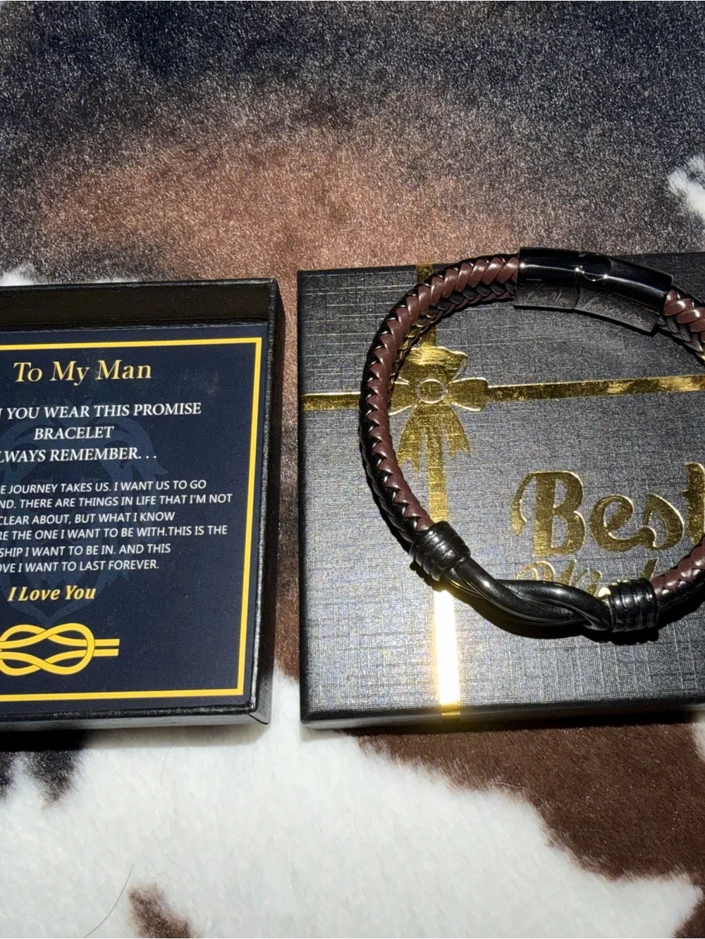 Love You Forever Black Braided Men’s Promise Bracelet